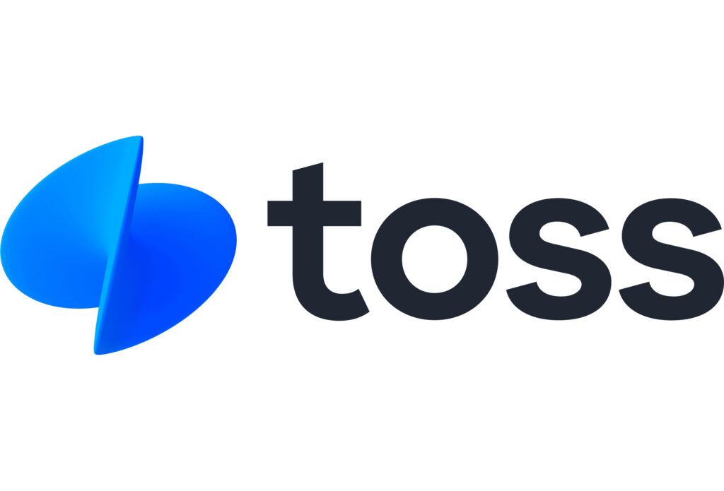 파란색 입체 로고와 함께 표기된 토스(toss) 브랜드 로고