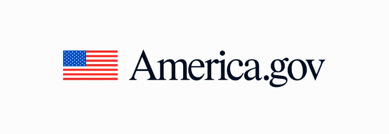 성조기 아이콘과 America.gov 로고, 미국 정부의 AI 챗봇 서비스 출범을 상징하는 이미지