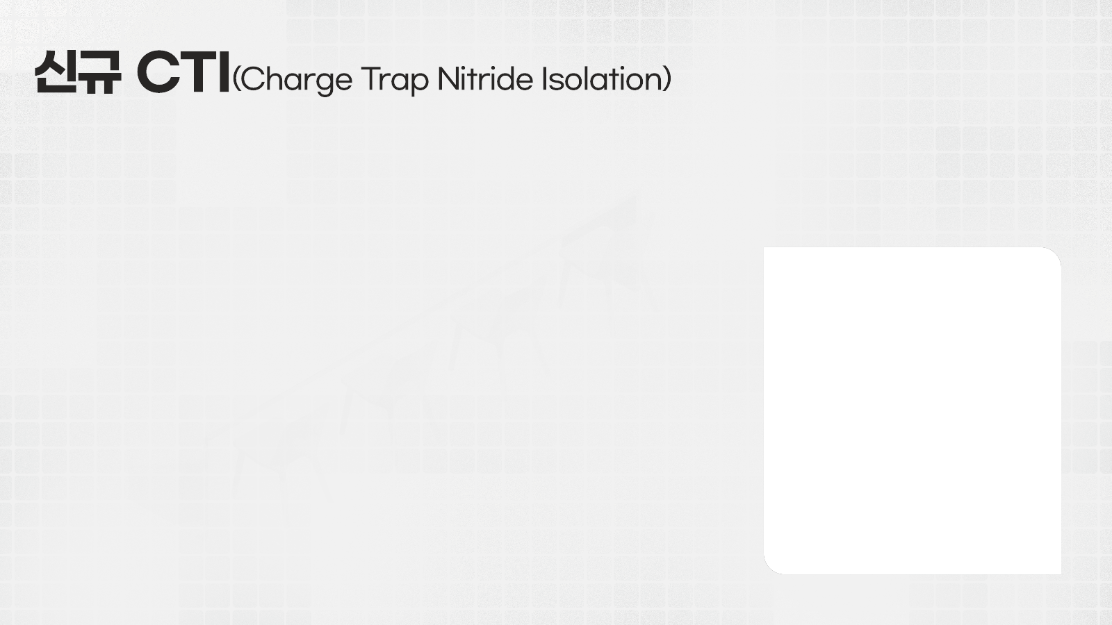 신규 CTI(Charge Trap Nitride Isolation) 기술을 소개하는 슬라이드 이미지.